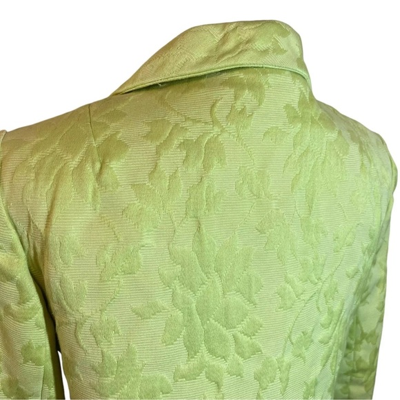 Rappi Green Vintage 60s Jacket Textured Flower Pattern Snap Rhinestone Buttons - Picture 5 of 11